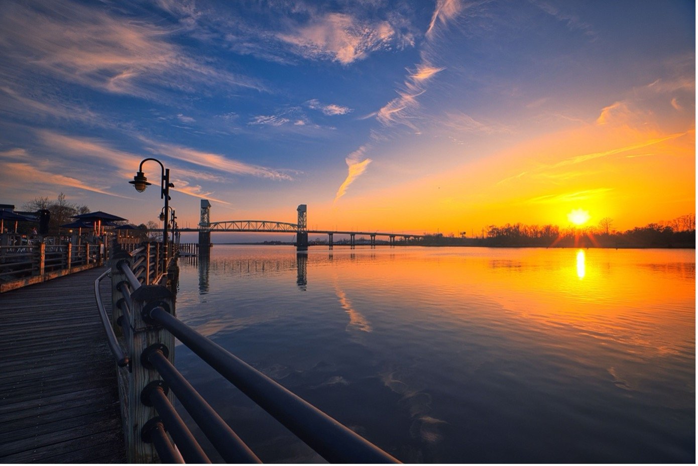 Cape Fear Memorial Bridge from the Wilmington Riverwalk, NC.